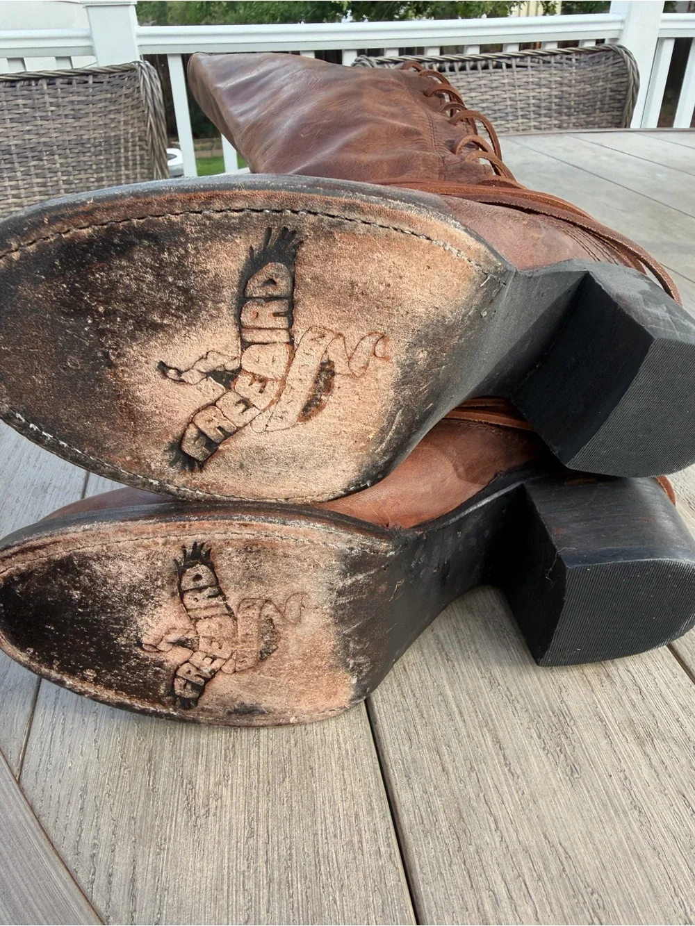 Freebird by Steven Over-the-Knee Leather Boots in Distressed Brown